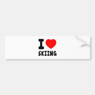I Love Skiing Bumper Sticker