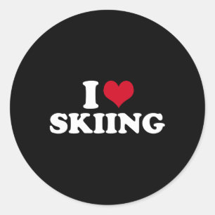 I Love Skiing Classic Round Sticker