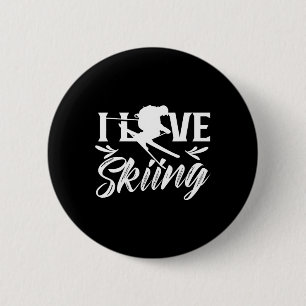 I Love Skiing Ski Skier Winter Sports Skiers 6 Cm Round Badge