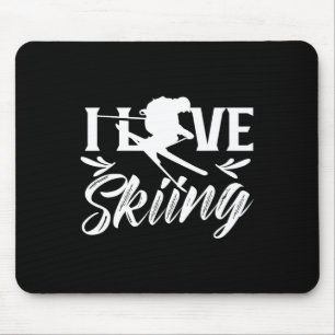 I Love Skiing Ski Skier Winter Sports Skiers Mouse Mat