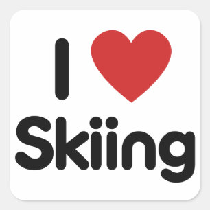 I Love Skiing Square Sticker