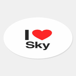 i love sky oval sticker