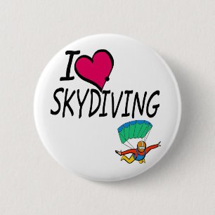 I Love Skydiving 6 Cm Round Badge
