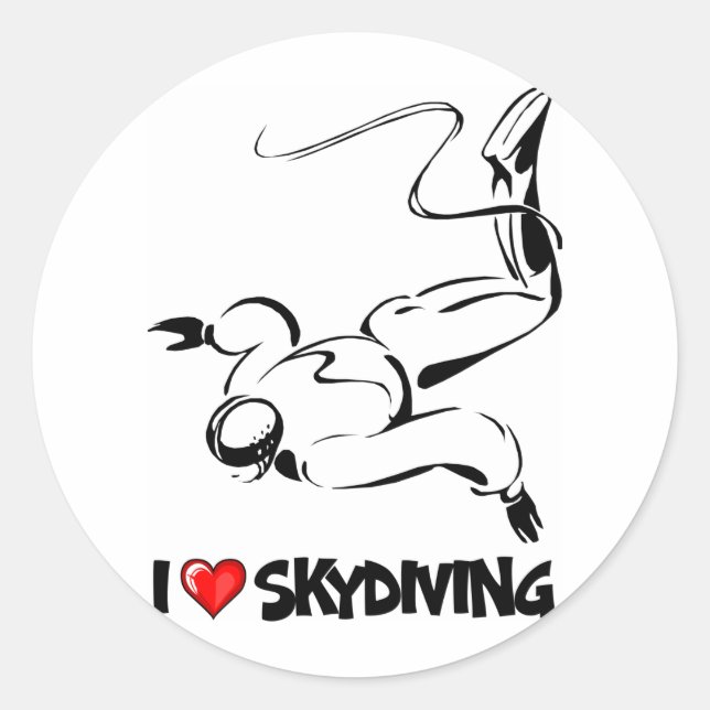 I Love Skydiving Classic Round Sticker (Front)