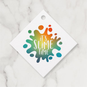 I love slime rainbow gooey slime blob favour tags