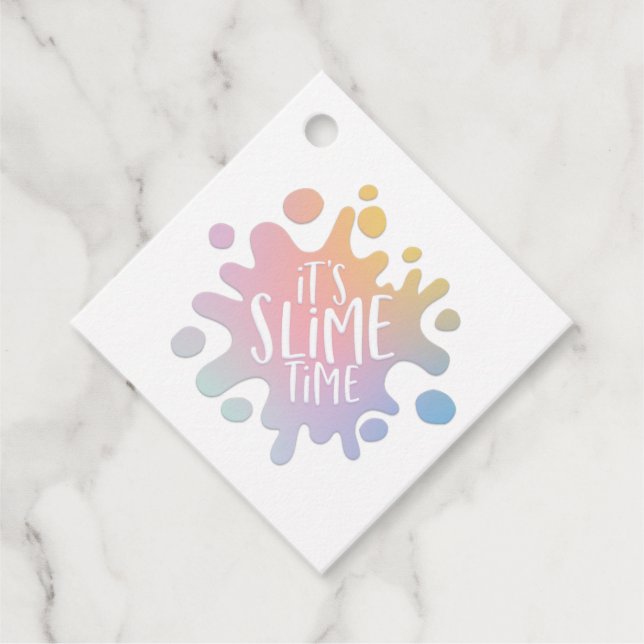 I love slime rainbow gooey slime blob favour tags (Front)