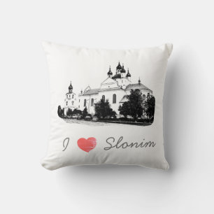 I Love Slonim Belarus Architecture Church Cushion