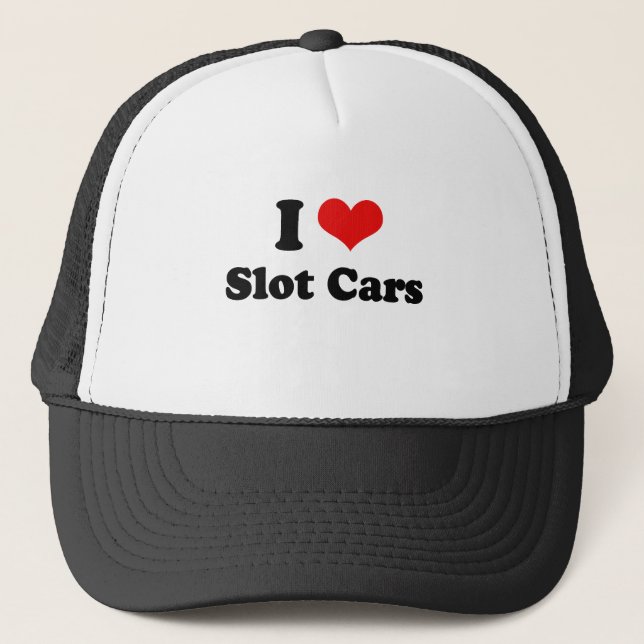 I Love Slot Cars Tshirt Trucker Hat (Front)