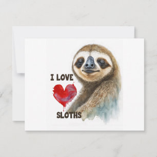 I love sloths, sloth greeting card, sloth thank you card