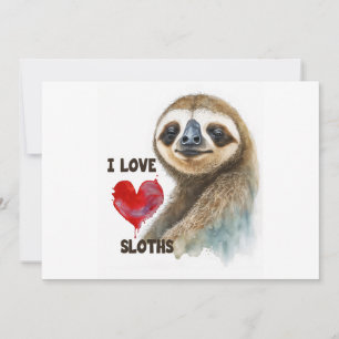I love sloths, sloth greeting card, sloth thank you card