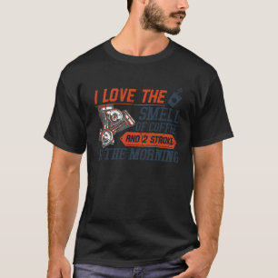 I Love Smell Of Coffee & Two Stroke Vintage Biker T-Shirt