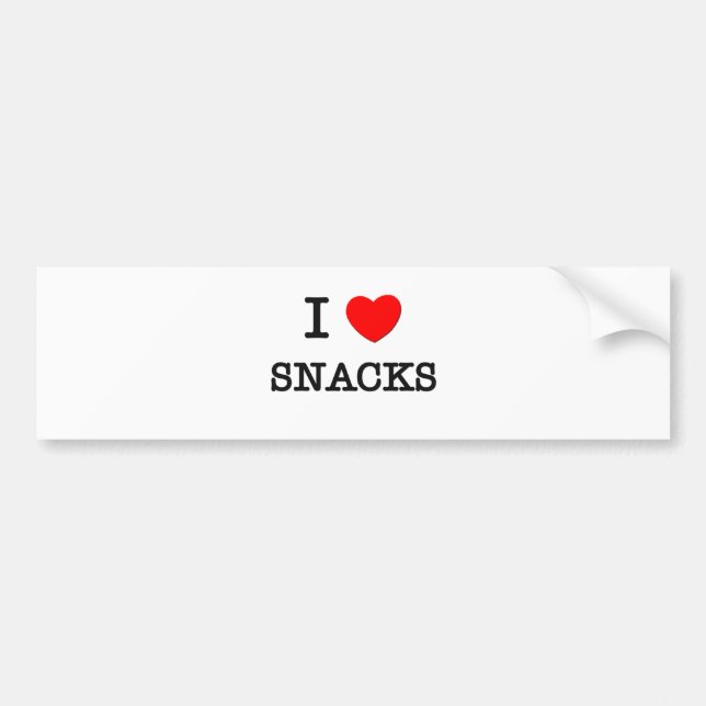 I Love Snacks Bumper Sticker (Front)