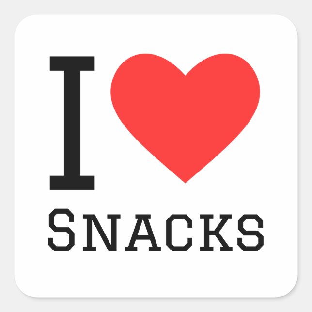I love snacks square sticker (Front)