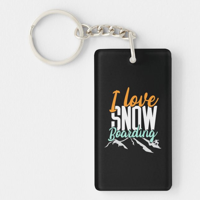 I Love Snow Boarding Key Ring (Front)