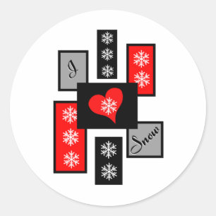 I Love Snow Classic Round Sticker