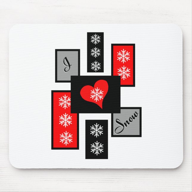 I Love Snow Mouse Mat (Front)