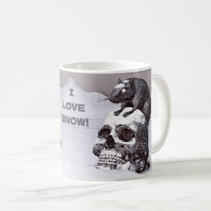I Love Snow! Rat on skull Coffee Mug
