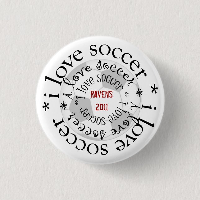 i love soccer 3 cm round badge (Front)