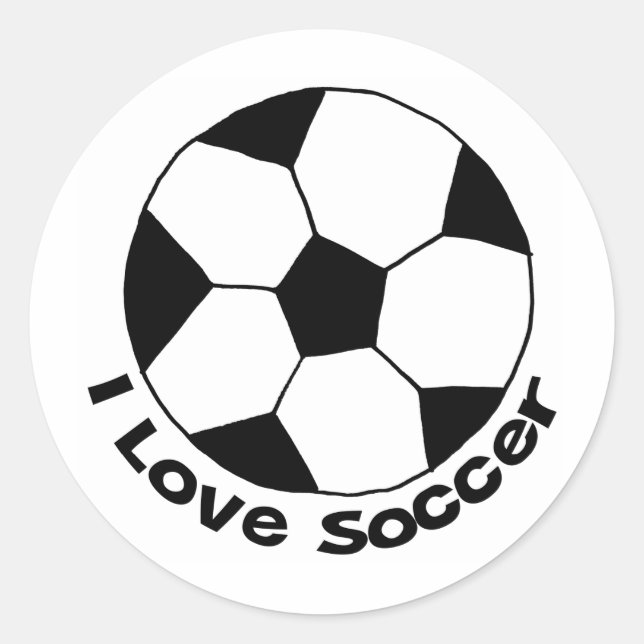 I Love Soccer Classic Round Sticker (Front)