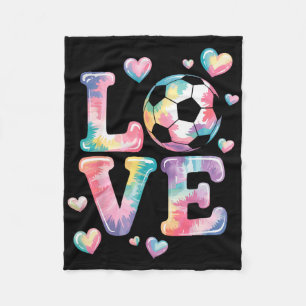 I Love Soccer Goalie Girl Player Fan Game Day Tie Fleece Blanket