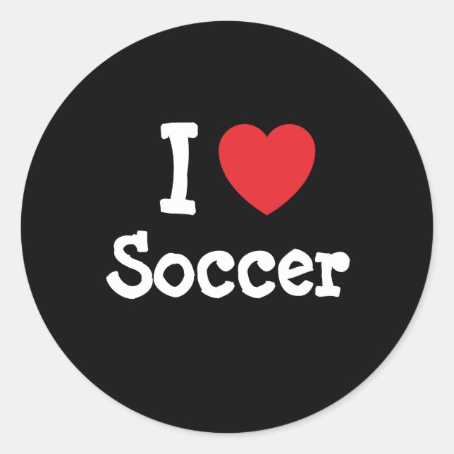 I love Soccer heart custom personalised Classic Round Sticker (Front)