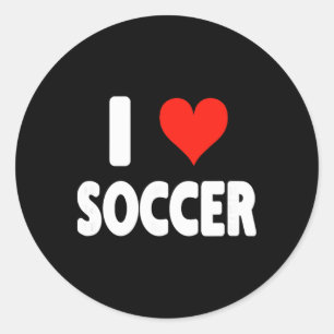 I Love Soccer Heart Soccer Futbol Field Pitch Goal Classic Round Sticker