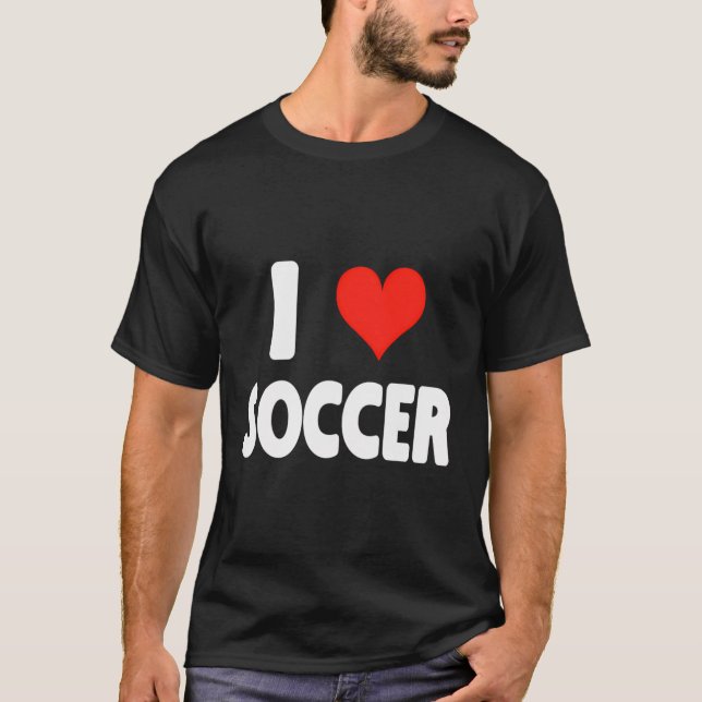 I Love Soccer Heart Soccer Futbol Field Pitch Goal T-Shirt (Front)
