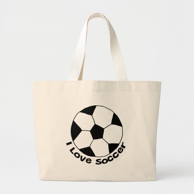 I Love Soccer Large Tote Bag (Front)