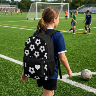 I Love Soccer Printed Backpack