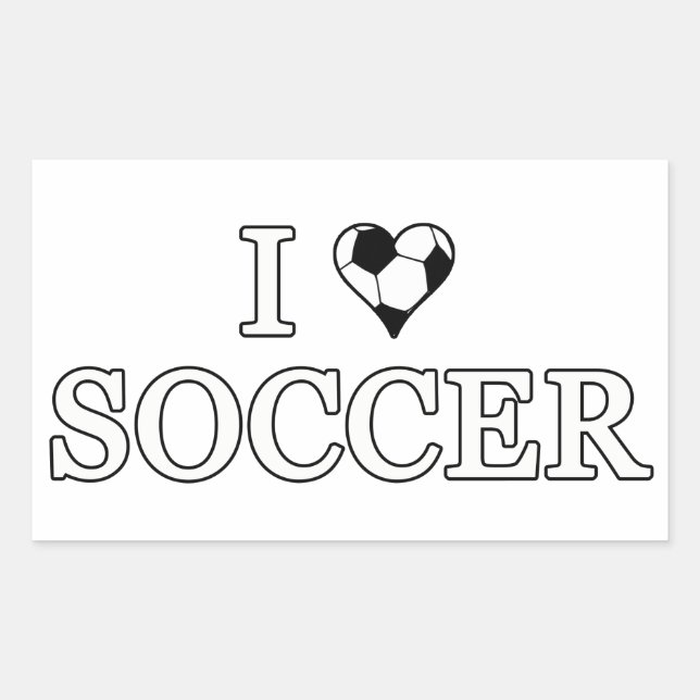I Love Soccer Rectangular Sticker (Front)