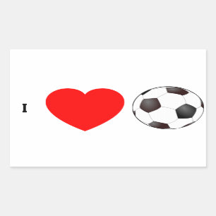 I LOVE SOCCER RECTANGULAR STICKER