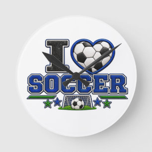 I Love Soccer Round Wall Clock   Soccer Lover Room