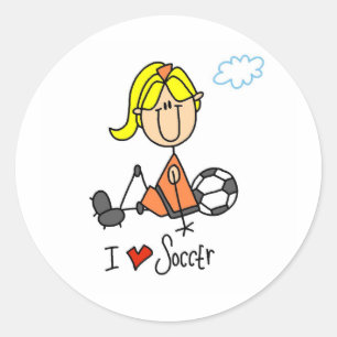 I Love Soccer Stick Figure Sticker