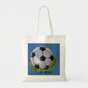 I Love Soccer with soccer ball Tote Bag