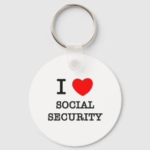 I Love Social Security Key Ring