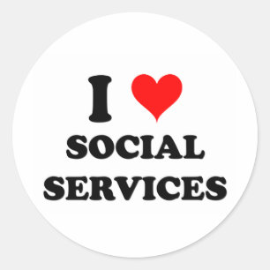 I Love Social Services Classic Round Sticker