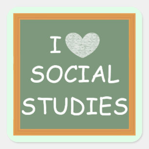 I Love Social Studies Square Sticker