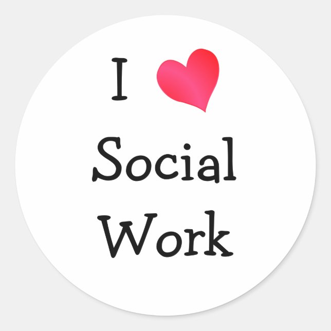 I Love Social Work Classic Round Sticker (Front)