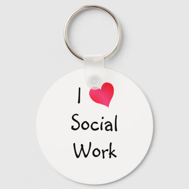 I Love Social Work Key Ring (Front)
