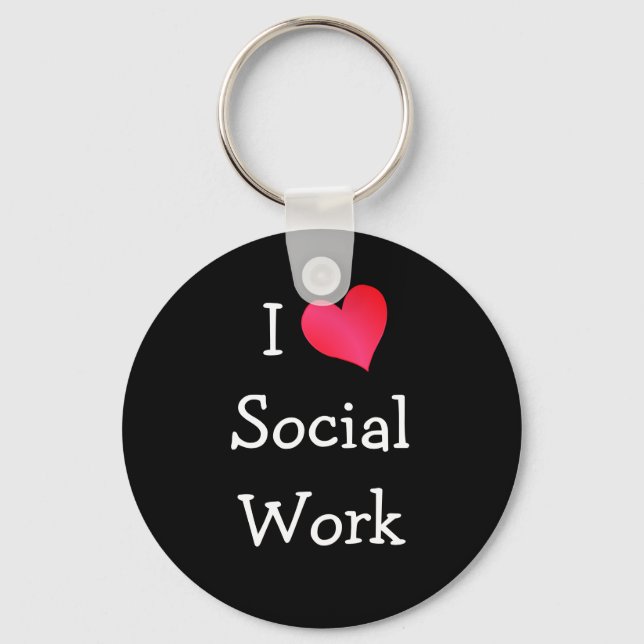 I Love Social Work Key Ring (Front)