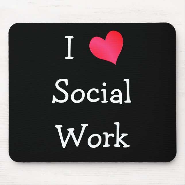 I Love Social Work Mouse Mat (Front)