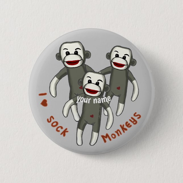 I Love Sock Monkeys  6 Cm Round Badge (Front)