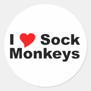 I Love Sock Monkeys Classic Round Sticker