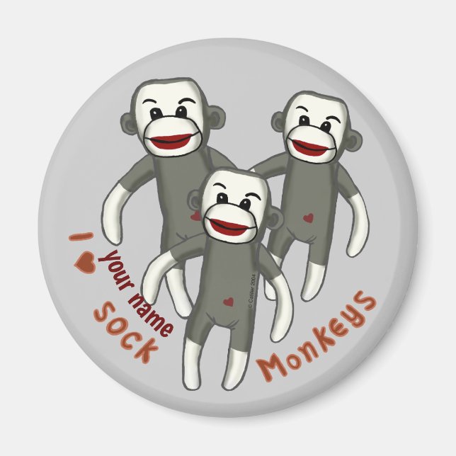 I Love Sock Monkeys  Magnet (Front)