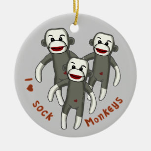 I Love Sock Monkeys  ornament