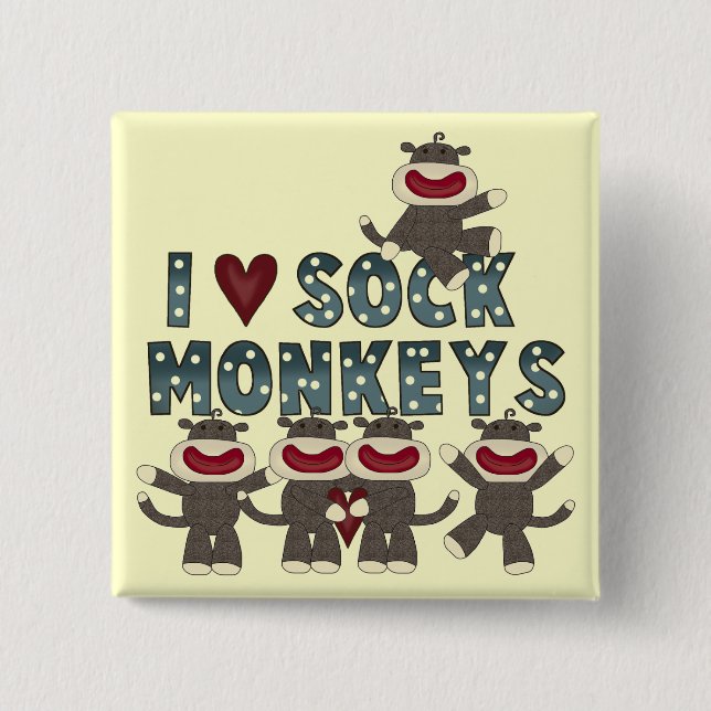 I Love Sock Monkeys Tshirts and Gifts 15 Cm Square Badge (Front)