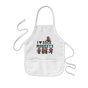 I Love Sock Monkeys Tshirts and Gifts Kids Apron