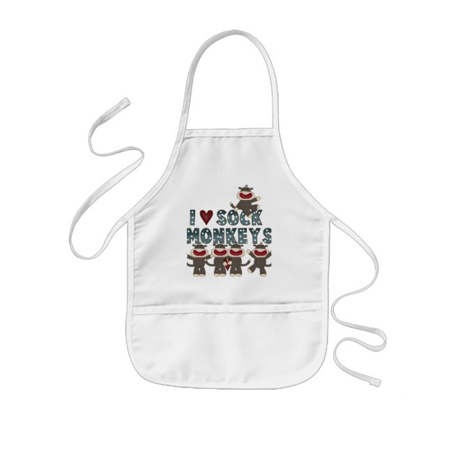 I Love Sock Monkeys Tshirts and Gifts Kids Apron (Front)