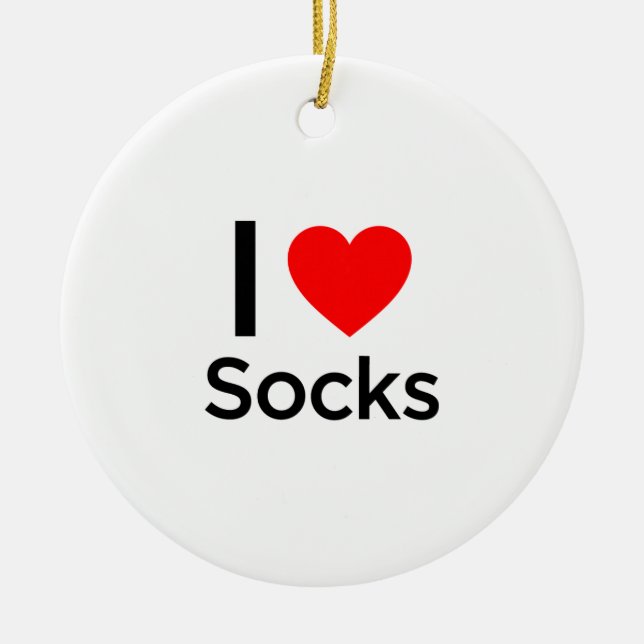 I Love Socks Ceramic Tree Decoration (Front)