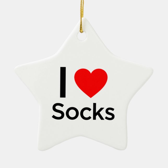 I Love Socks Ceramic Tree Decoration (Front)